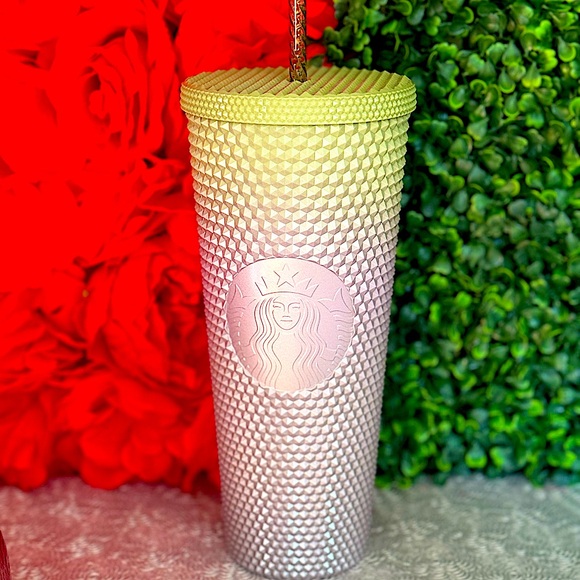 NWT🍁Starbucks Fall 2024 Olive Green- Lilac Ombre Studded Venti Tumbler with 🎁 - Picture 1 of 7